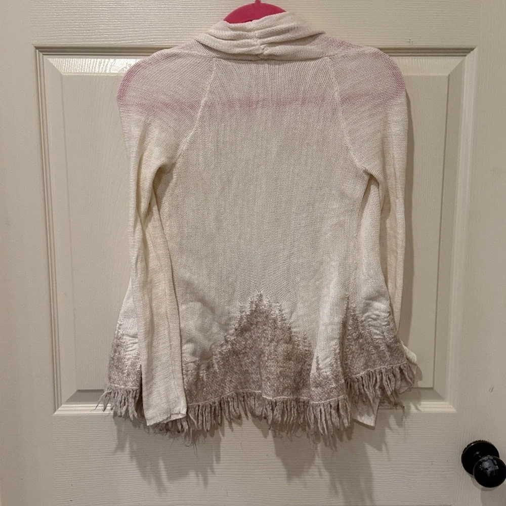 Moth cream open front fringe cardigan, XS